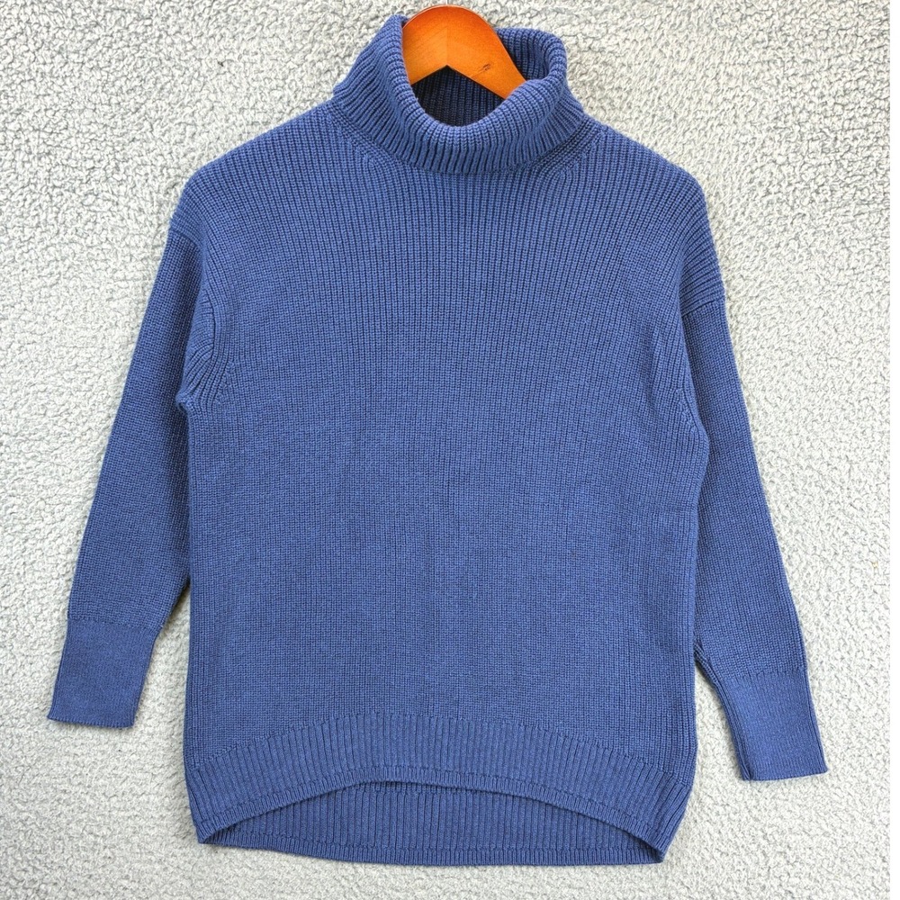 J.Crew Turtleneck Sweater Womens S Blue Ribbed Knit Long Sleeve Pullover